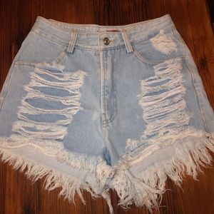 Ripped Jean high rise shorts
